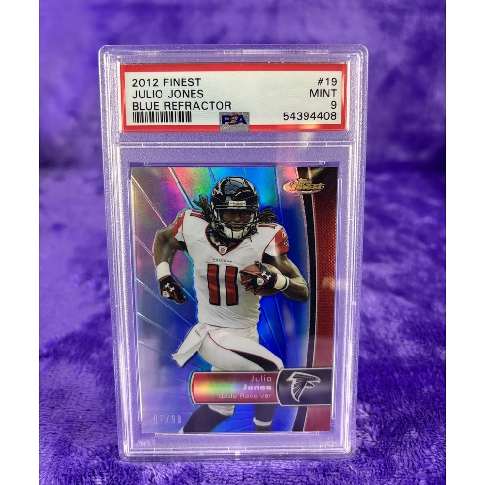 JULIO JONES 🔥 2012 TOPPS FINEST #19 BLUE REFRACTOR FALCONS SP #/99 MNT 💎 PSA 9
